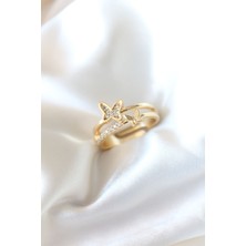 Callerrons Accessories Zirkon Taşlı Altın Kaplama Kelebek Kadın Yüzük - EBJ241123W28145