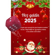 P Parla Yeni Yıl Noel Baba Kart Üzerinde Anahtarlık (Kişiye Özel Yazı Yazdırılabilir) Zar Model