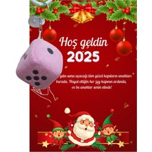 P Parla Yeni Yıl Noel Baba Kart Üzerinde Anahtarlık (Kişiye Özel Yazı Yazdırılabilir) Zar Model