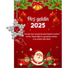 P Parla Yeni Yıl Noel Baba Kart Üzerinde Anahtarlık (Kişiye Özel Yazı Yazdırılabilir) Yıldız Model