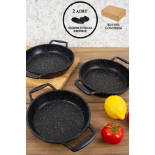 Essenso Döküm Granit 3'lü Sahan 18-20-22 cm Siyah