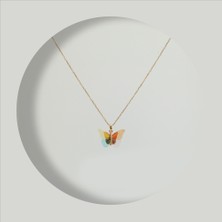 Four Solos FourSolos Çelik Kadın Kolye, Kalpli ve Taşlı, Gold Renk, No:96