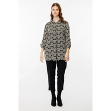 ON  On Desenli Kapüşonlu Hırka Siyah