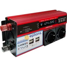 BYR Byrkrg 12V 2000W Modifiye Sinus Inverter Araç ve Güneş Enerjisi Uyumlu, Çift Usb, Çift Priz ve Çakmaklık Byrnew