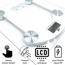 Techfit Byrdrp Dijital Kare Cam Baskül Darbelere Karşı Dayanıklı Terazi Yüksek Hassasiyetli Tartı Tf 1052 (4172) Byrnew