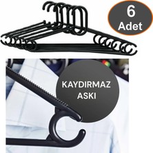 Neler Geldi Neler Kaydırmaz Elbise Askısı Fular Askısı Gömlek Tişört Askısı Kırılmaz 6 Adet Set Siyah Pantolon Askı