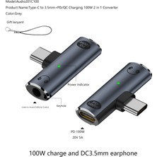 Livx 2in1 Type C To 3.5mm Kulaklık Type C 100W Hızlı Şarj Dönüştürücü Otgcx