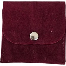 Kadife (Süet) Zarf Kese Bordo 25 Adet 7x7 cm Boy Takı, Altın Kesesi (Çıtçıtlı)