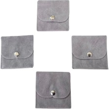 Kadife (Süet) Zarf Kese Gri 50 Adet 7x7 cm Boy Takı, Altın Kesesi (Çıtçıtlı)