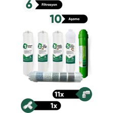 Su Arıtma 6 Filtre 10 Aşama Ph Alkalin Filtre Takımı 6 Filtre 10 Aşama Mineral Filtre Seti Membransız