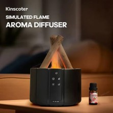 MerciTech Alev Görünümlü Hava Nemlendirici Humidifier Işıklı Zaman Ayarlı Ultrasonik Kumandalı Aromaterapili