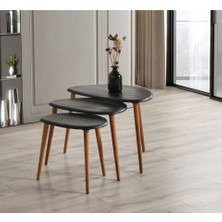 Baupor Doğal Ahşap Zigon Sehpa Masif 3'lü Set