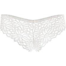 Four Solos Dantelli Çiçekli Pamuklu Kadın Külot, Beyaz