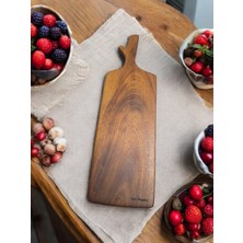 F&S WoodArt Saplı Iroko Ahşap Kesim Panosu Kahvaltı Sunum Tek Parça, Masif, Yekpare 48 cm