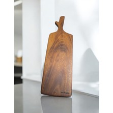 F&S WoodArt Saplı Iroko Ahşap Kesim Panosu Kahvaltı Sunum Tek Parça, Masif, Yekpare 48 cm