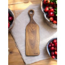 F&S WoodArt Saplı Iroko Ahşap Kesim Panosu Kahvaltı Sunum Tek Parça, Masif, Yekpare 48 cm Mdl 24