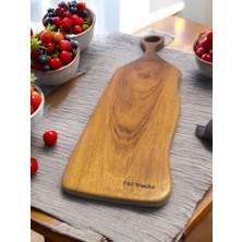 F&S WoodArt Saplı Iroko Ahşap Kesim Panosu Kahvaltı Sunum Tek Parça, Masif, Yekpare 48 cm Mdl 24