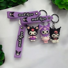 Chipper Sanrio Kuromi, 3D (3lü Set) Silikon Anahtarlık ve Çanta Aksesuarı