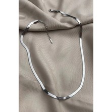 Yassı Zincir Italyan 316L Çelik Kolye (Gümüş Renk)