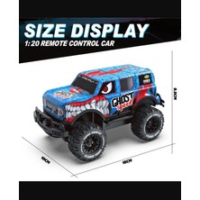 Boratila Toys Uzaktan Kumandalı Full Fonksiyon Şarjlı LED Işıklı 1:20 Ölçek Canavar Kamyon (Mavi) Araba (Speed)