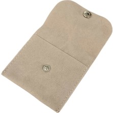 Kadife (Süet) Zarf Kese Krem 25 Adet 7x7 cm Boy Takı, Altın Kesesi (Çıtçıtlı)