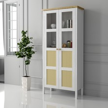 Sakura Wickky Hasır Kapaklı Kitaplık-Wood Beyaz-Minifiks Bağlantılı