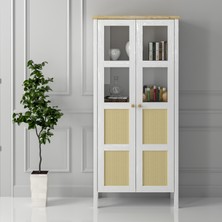 Sakura Wickky Hasır Kapaklı Kitaplık-Wood Beyaz-Minifiks Bağlantılı