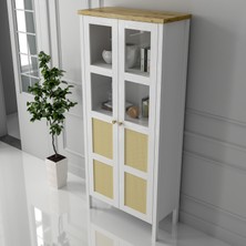 Sakura Wickky Hasır Kapaklı Kitaplık-Wood Beyaz-Minifiks Bağlantılı