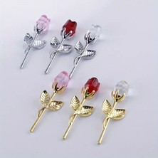 Kristal Gül Sevgililer Günü Hediyesi Mini Kristal Gül Kristal Metal Çubuk Çiçek