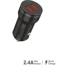 YGT 2 USB Port Girişli Transmitter Araç Şarj Cihazı Araba Şarj Aleti Siyah