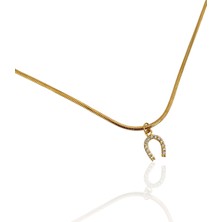 Bonnjerra Jewellery Çelik Minimal Zirkon Taşlı At Nalı Kolye