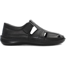 Celal Gültekin Erkek Siyah Deri Sandalet