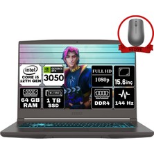 Msı Thın 15 Intel Core I5 12450H 64GB 1tb SSD RTX3050/4GB W11P 15.6" Fhd 144Hz Taşınabilir Bilgisayar B12UC-1478XTR-A82 & Anzar Mouse