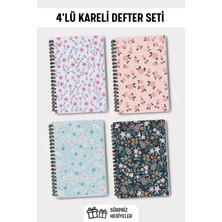 Eldesen Tasarım Spiralli Okul Defter Seti, A5 Boyutunda 50 Yaprak 100 Sayfa 4'lü Set, Çizgisiz Defter Seti