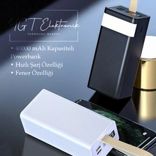 40000 Mah Hızlı Şarj Özellikli Fenerli Taşınabilir Powerbank LCD Göstergeli 2 Port USB Çıkışlı