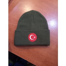 Salar Ticaret  Koyu Yeşil Bayraklı Bere Unisex Model Standart Beden