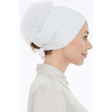 Lavender Fırfırlı Penye Bone  - Beyaz-86