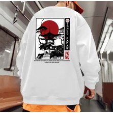 Amor Man Özel Tasarım Bisiklet Yaka Tokyo Japon Sırt Baskılı Şardonlu Kışlık Erkek Sweatshırt