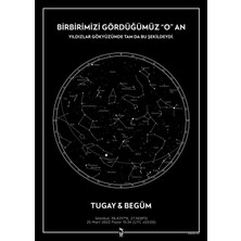 Klasik Siyah Kişiye Özel Gökyüzü Haritası