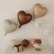 18 Inç Bej Latte Kahverengi Retro Kalp Şekilli Parti Balon Seti 5'li (Balon Bandı )