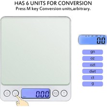 Uconex Profesyonel LCD Işıklı Dijital Masa Üstü Elektronik Hassas Terazi 0.5 G-2000 G