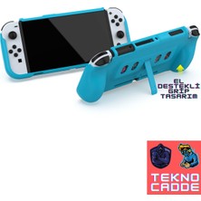 Beboncool L TNS-1170 Kart Hazneli Standlı Grip El Destekli Nintendo Switch OLED Silikon Kılıf