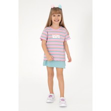 U.S. Polo Assn. Kız Çocuk Neon Pembe Bisiklet Yaka Basic Tişört 50294737-VR105