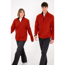 U.S. Polo Assn. Erkek Yarım Fermuarlı Kiremit Basic Polar Sweatshirt 50298085-VR031