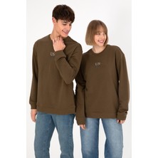 U.S. Polo Assn. Erkek Comfort Fit Bisiklet Yaka Haki Basic Sweatshirt 50293420-VR027