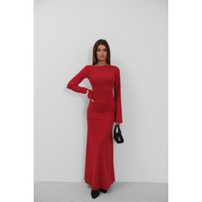 Sırt Dekolteli Maxi Kırmızı Elbise