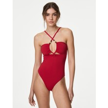 Marks & Spencer Boncuk Detaylı Cut Out Bandeau Mayo