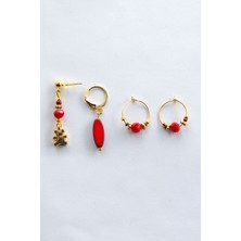 Lila Rosa Otantik Çek Kristali Çoklu Küpe