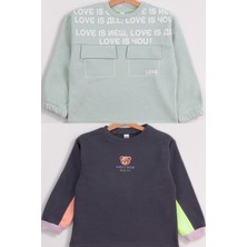 Harika Kids Kız Çocuk Orta Kalınlıkta Baskılı 2'li Paket Sweatshirt