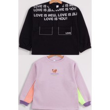 Harika Kids Kız Çocuk Orta Kalınlıkta Baskılı 2'li Paket Sweatshirt